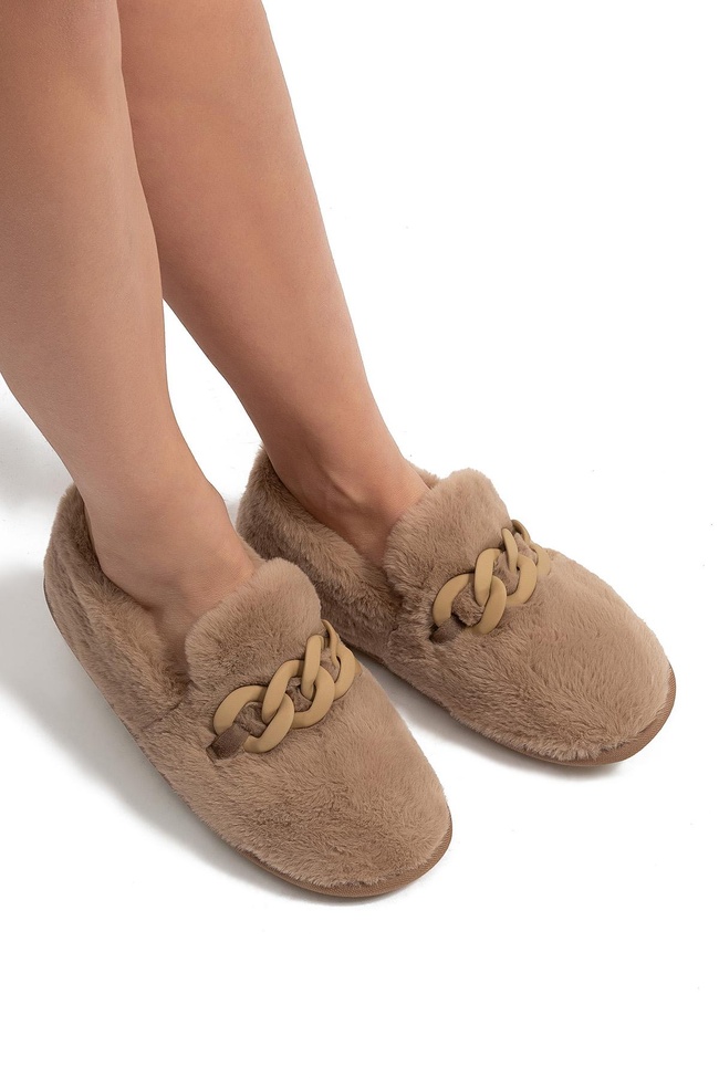  Angel Kadın Peluş Ev Ayakkabısı Bej 37/41