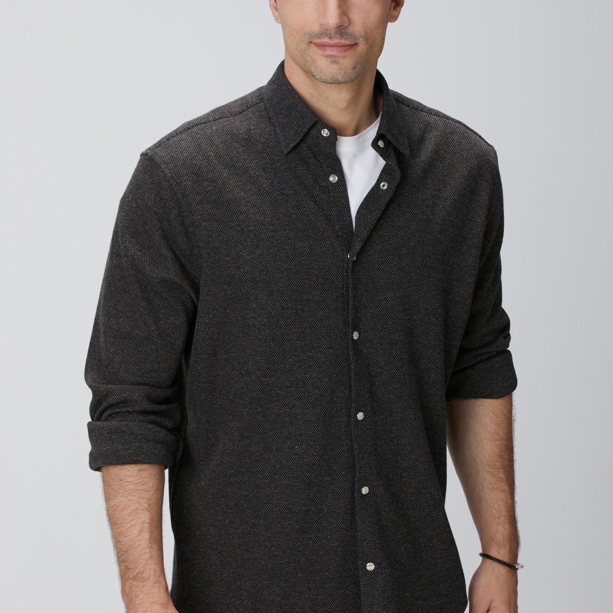 Network Erkek Kahverengi Yün Karışımlı Örme Gömlek