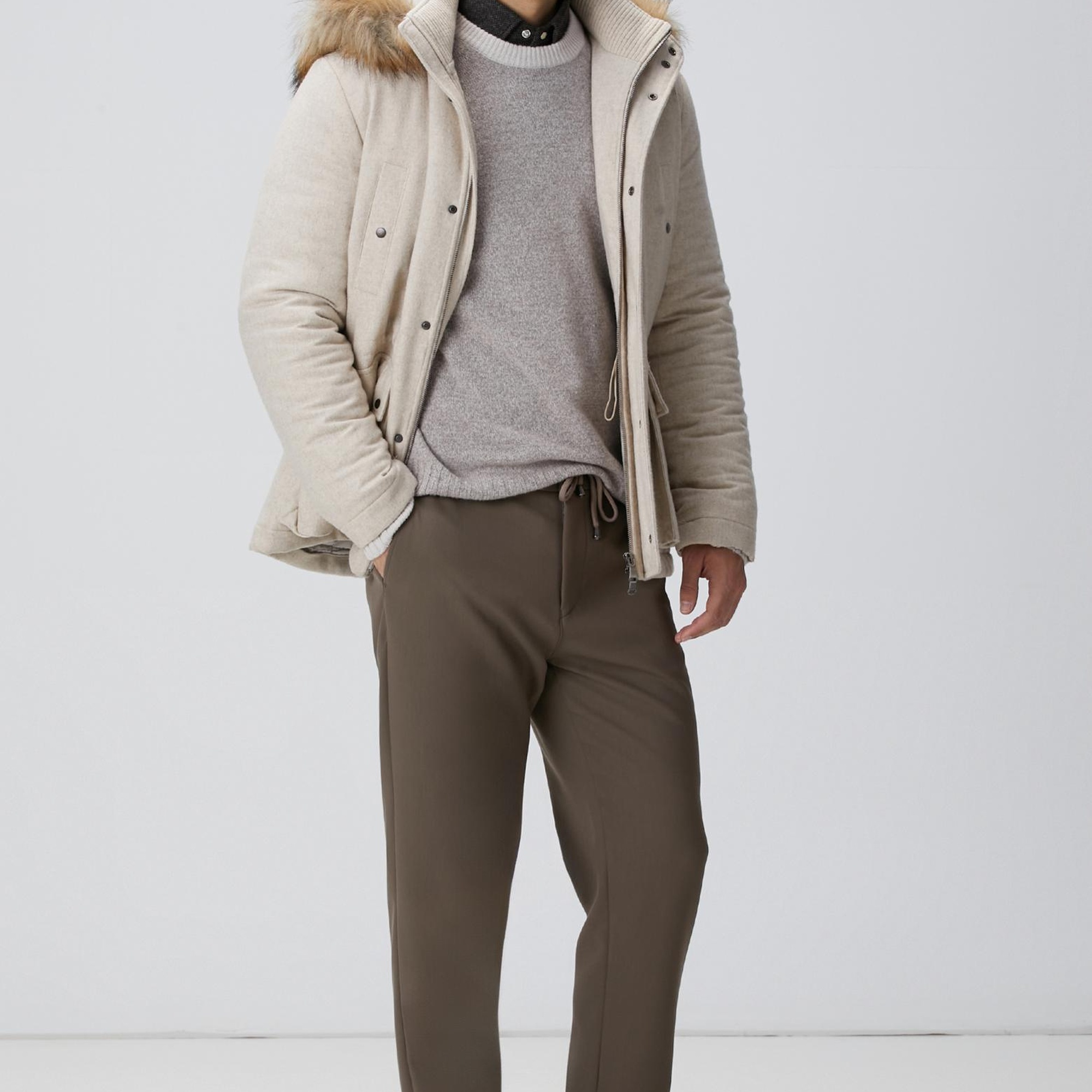 Network Erkek Kahverengi Yün Karışımlı Örme Gömlek