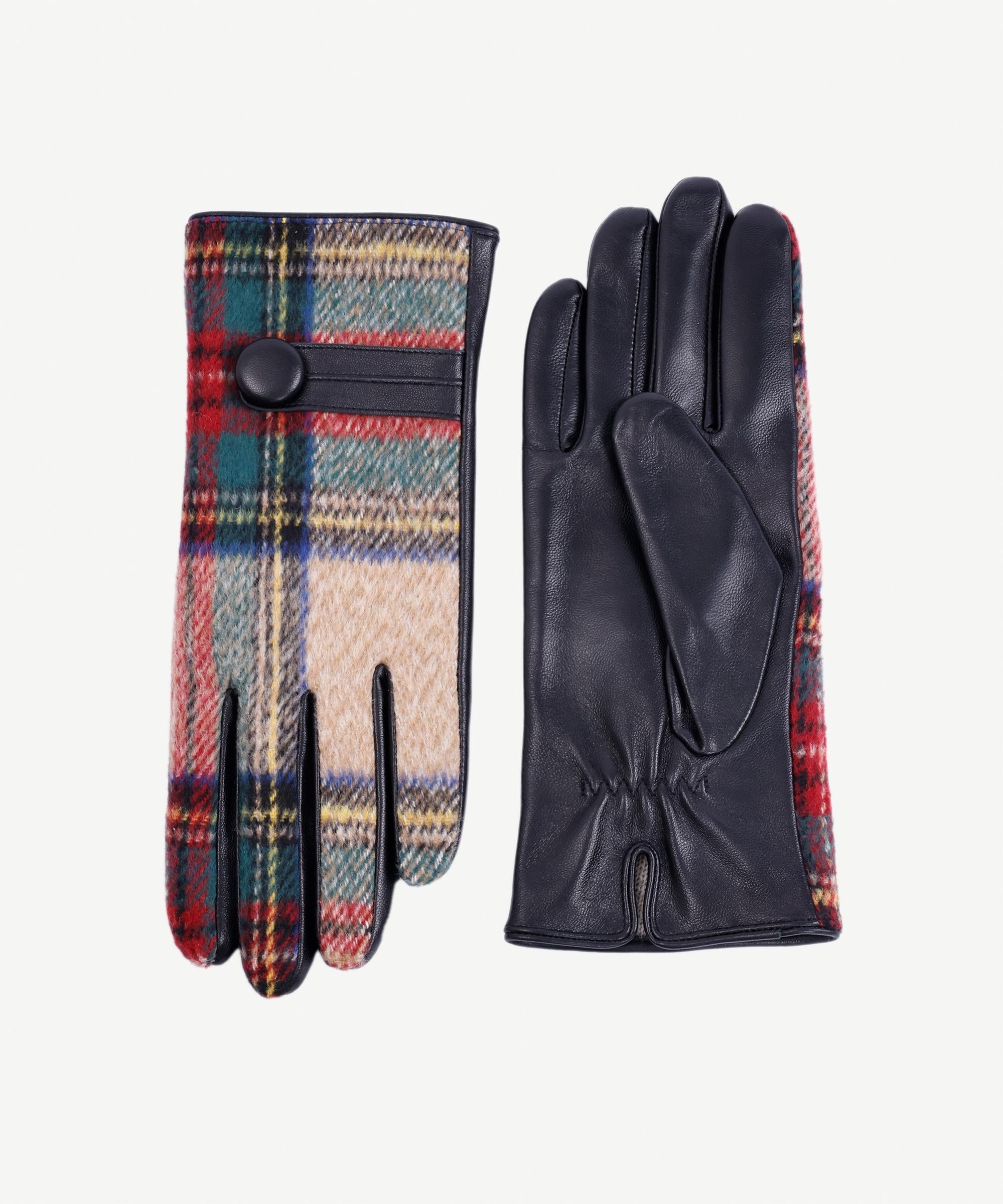  YARGICI Ekose Kumaşlı Deri Eldiven