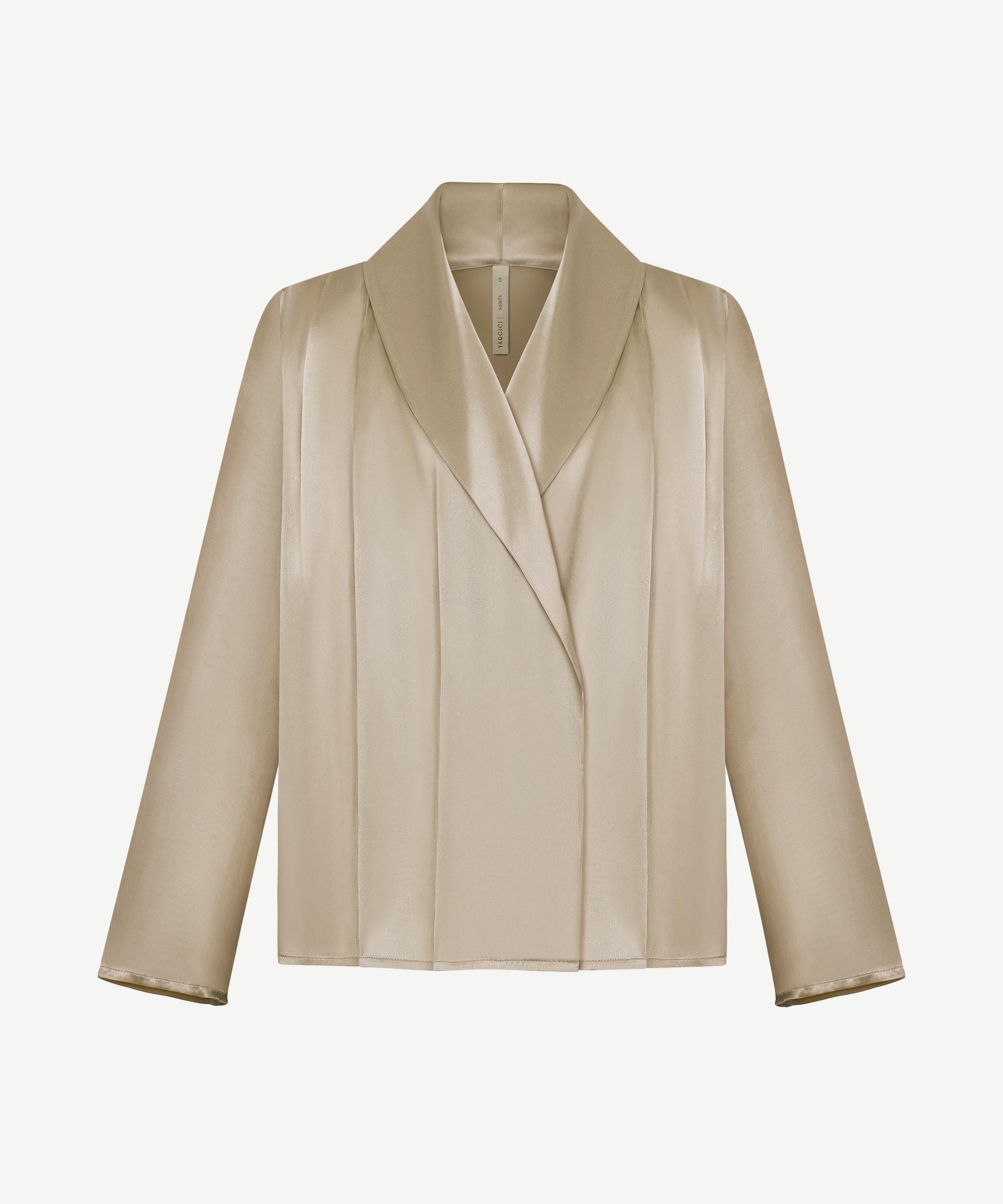  YARGICI Geniş Şal Yaka Uzun Kol Gömlek