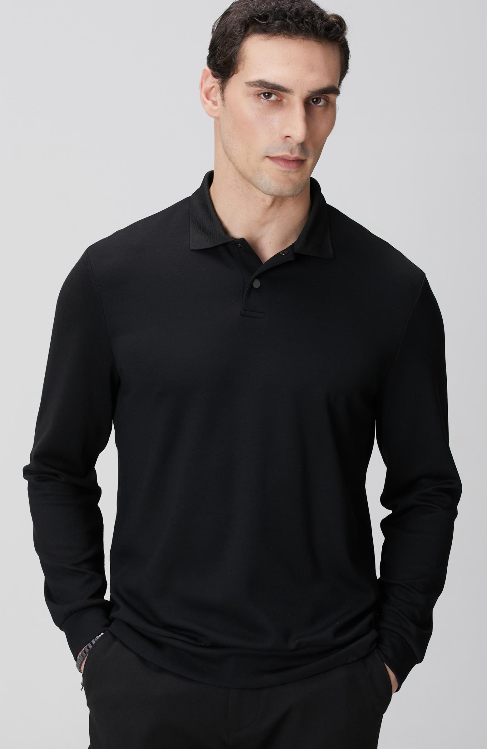  Network Erkek Siyah Polo Yaka Çıtçıtlı Sweatshirt