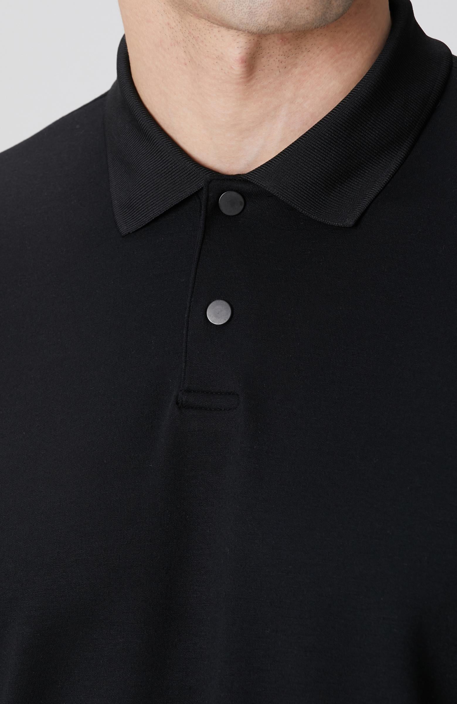 Network Erkek Siyah Polo Yaka Çıtçıtlı Sweatshirt