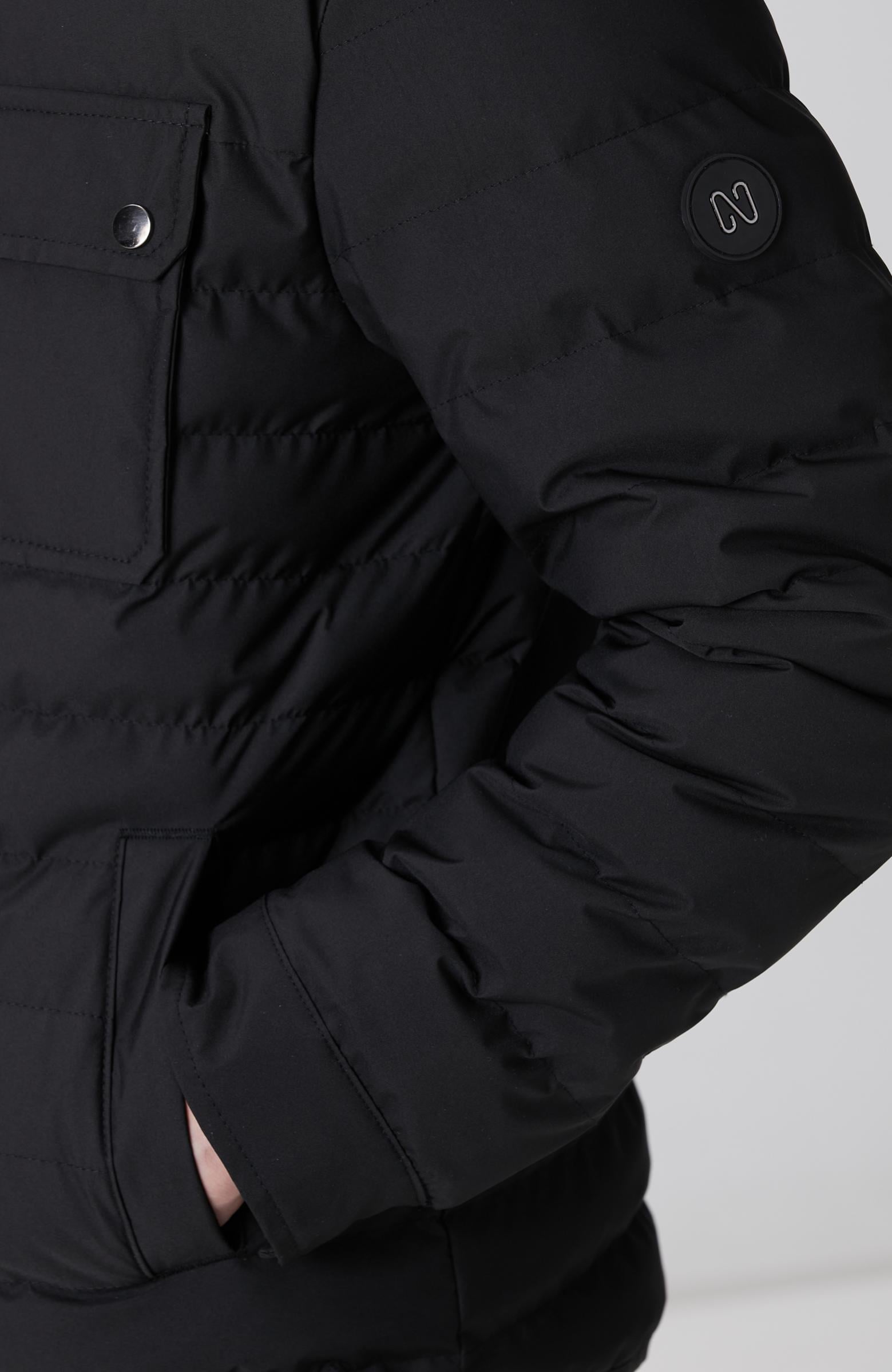 Network Erkek Siyah Yan Cep Detaylı Kapitone Coat Ceket