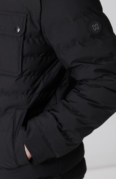  Network Erkek Siyah Yan Cep Detaylı Kapitone Coat Ceket