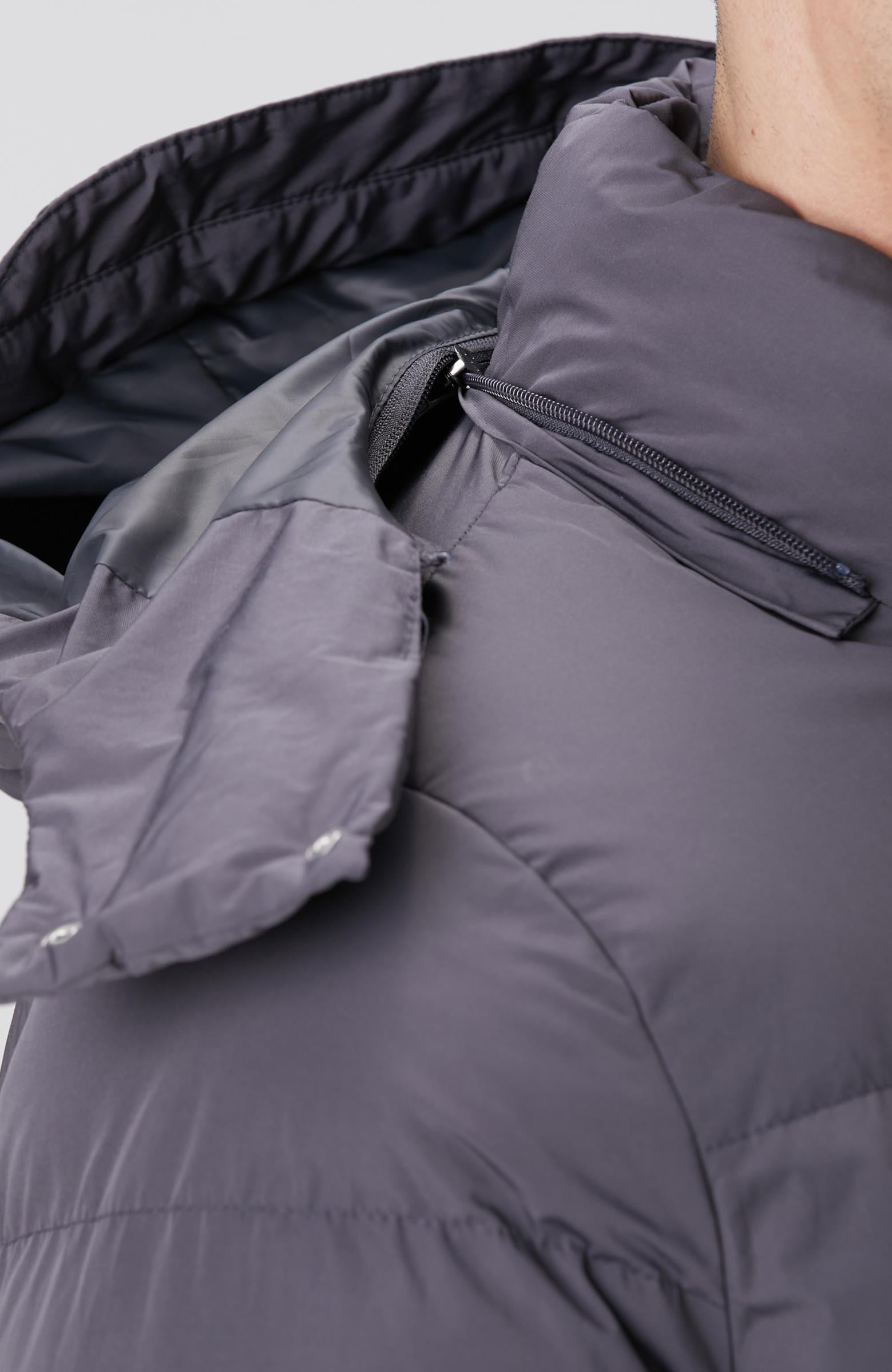 Network Erkek Gri Kapüşonlu Kapitoneli Casual Kaban