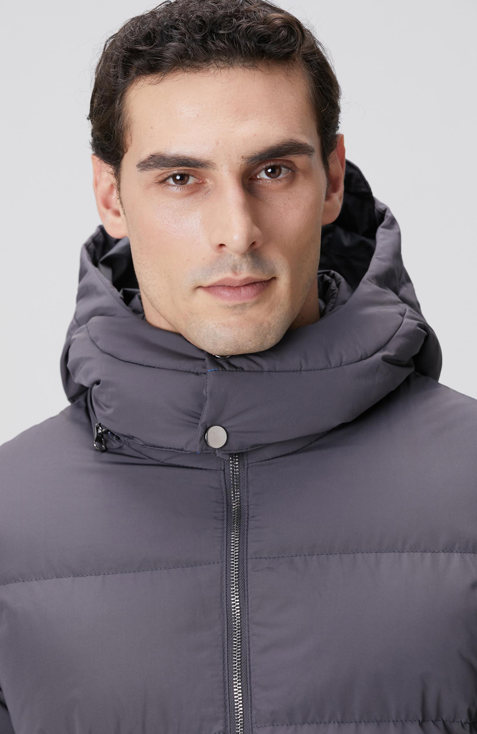  Network Erkek Gri Kapüşonlu Kapitoneli Casual Kaban