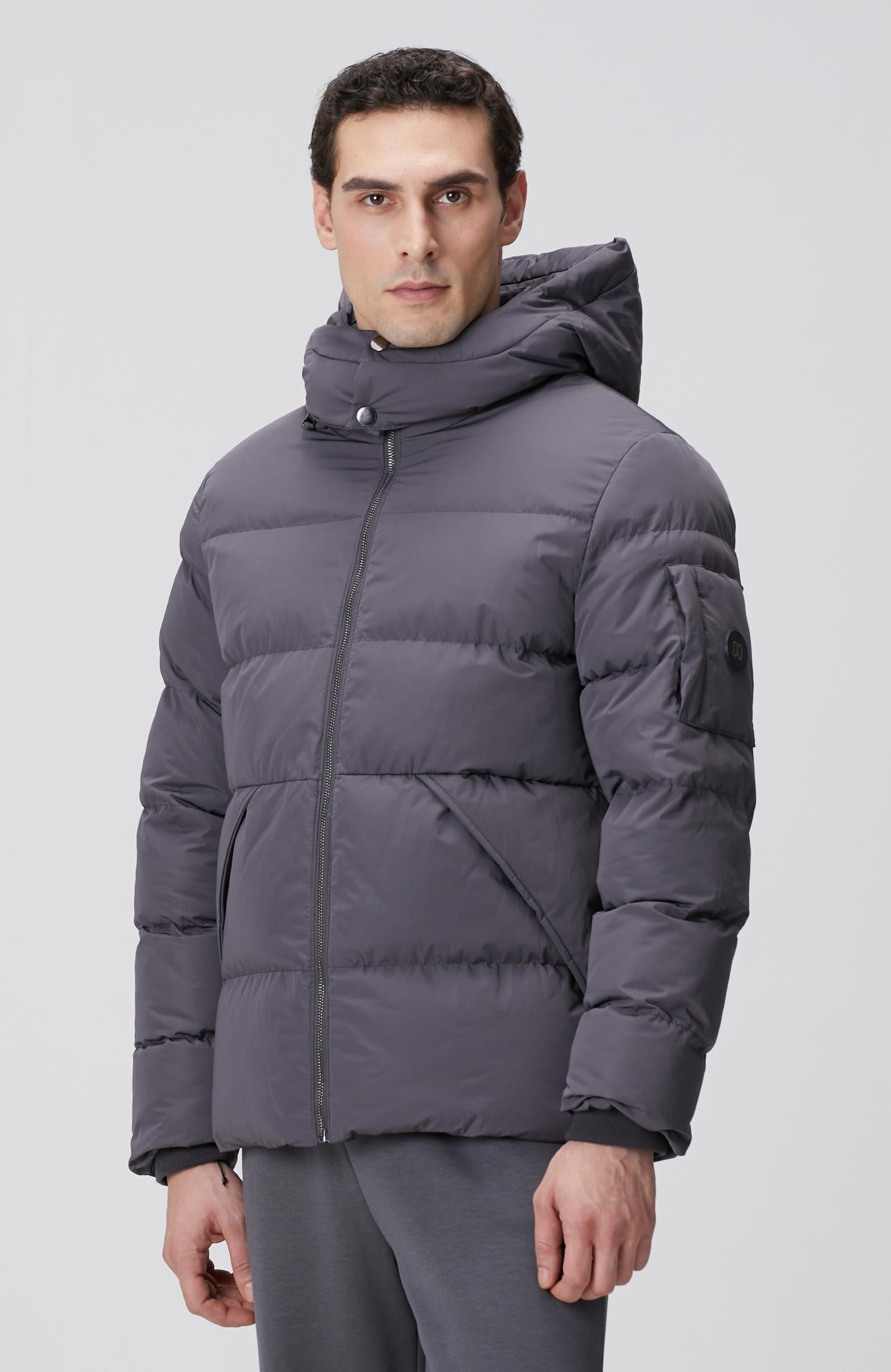 Network Erkek Gri Kapüşonlu Kapitoneli Casual Kaban