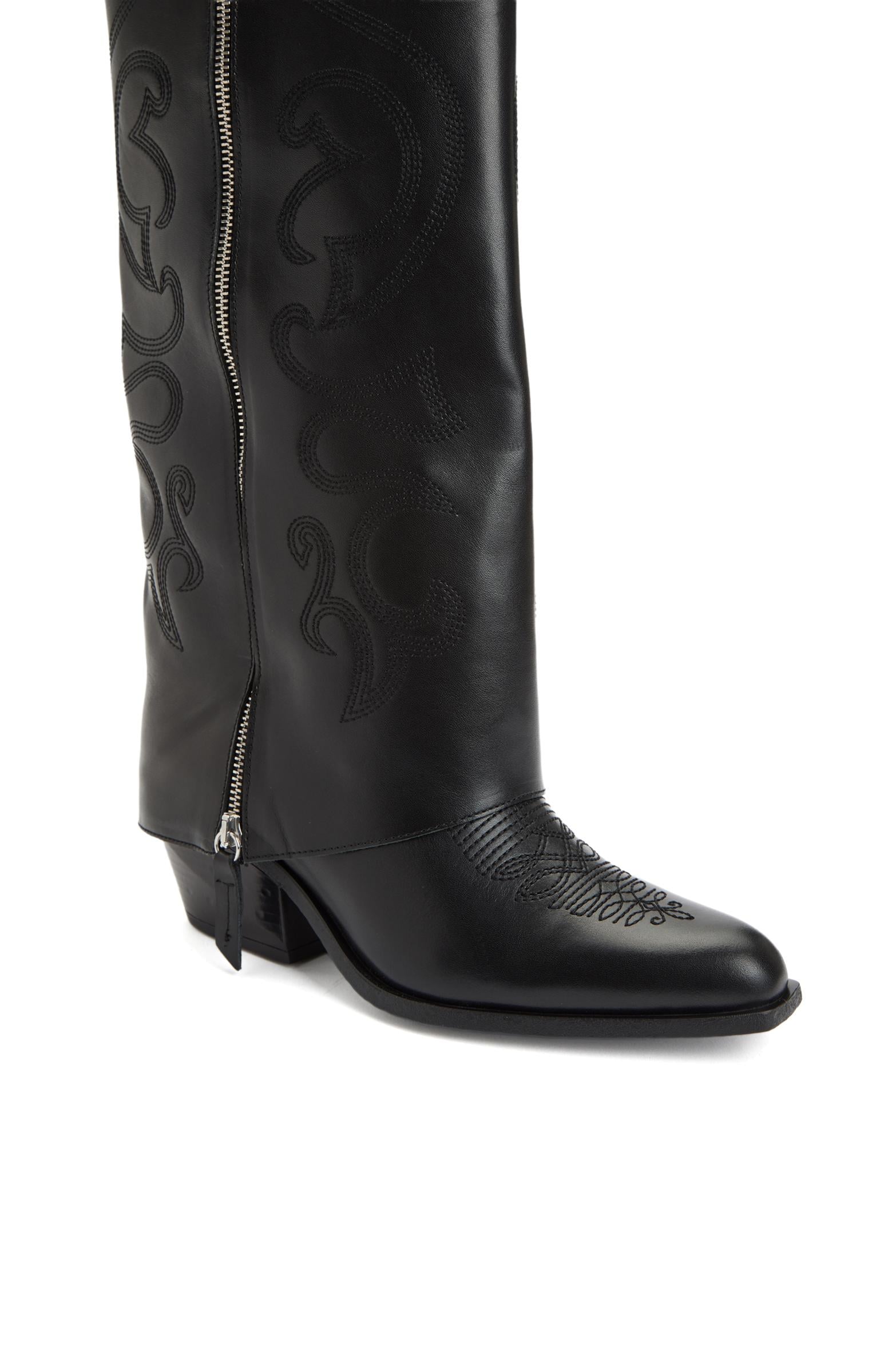 Network Kadın Siyah Desenli Deri Çizme