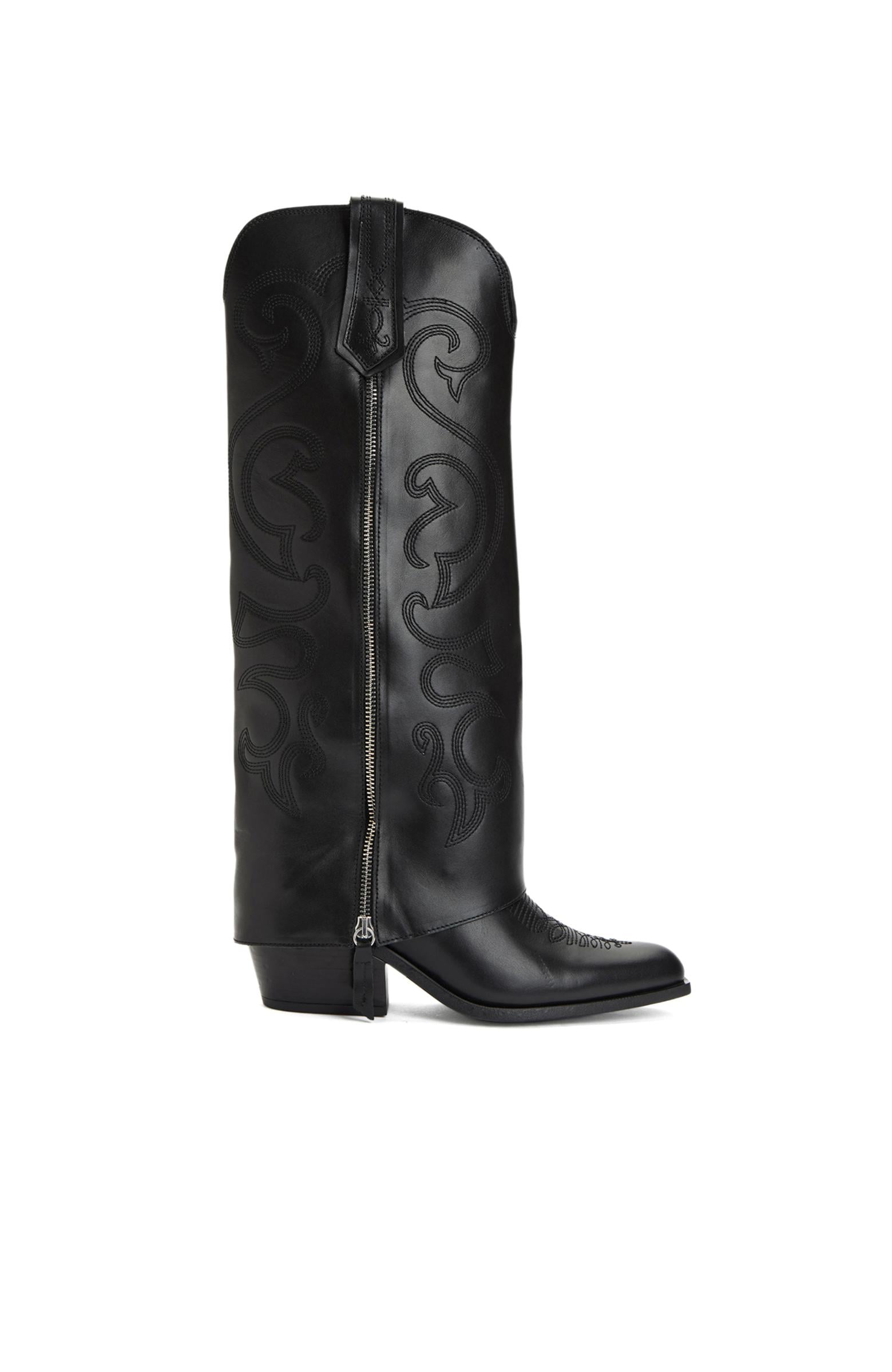 Network Kadın Siyah Desenli Deri Çizme