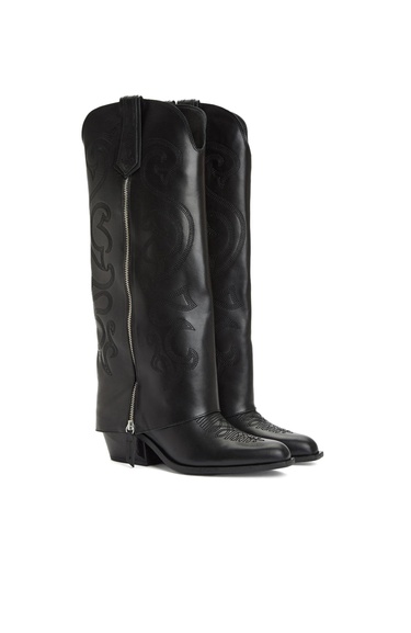  Network Kadın Siyah Desenli Deri Çizme