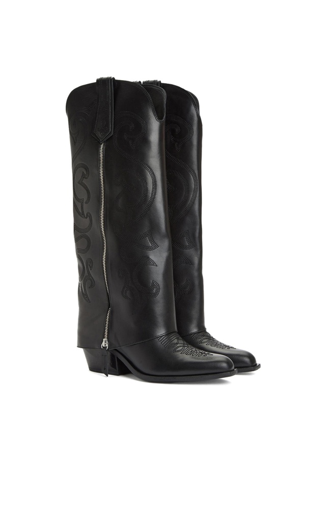  Network Kadın Siyah Desenli Deri Çizme