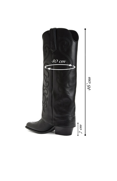  Network Kadın Siyah Desenli Deri Çizme