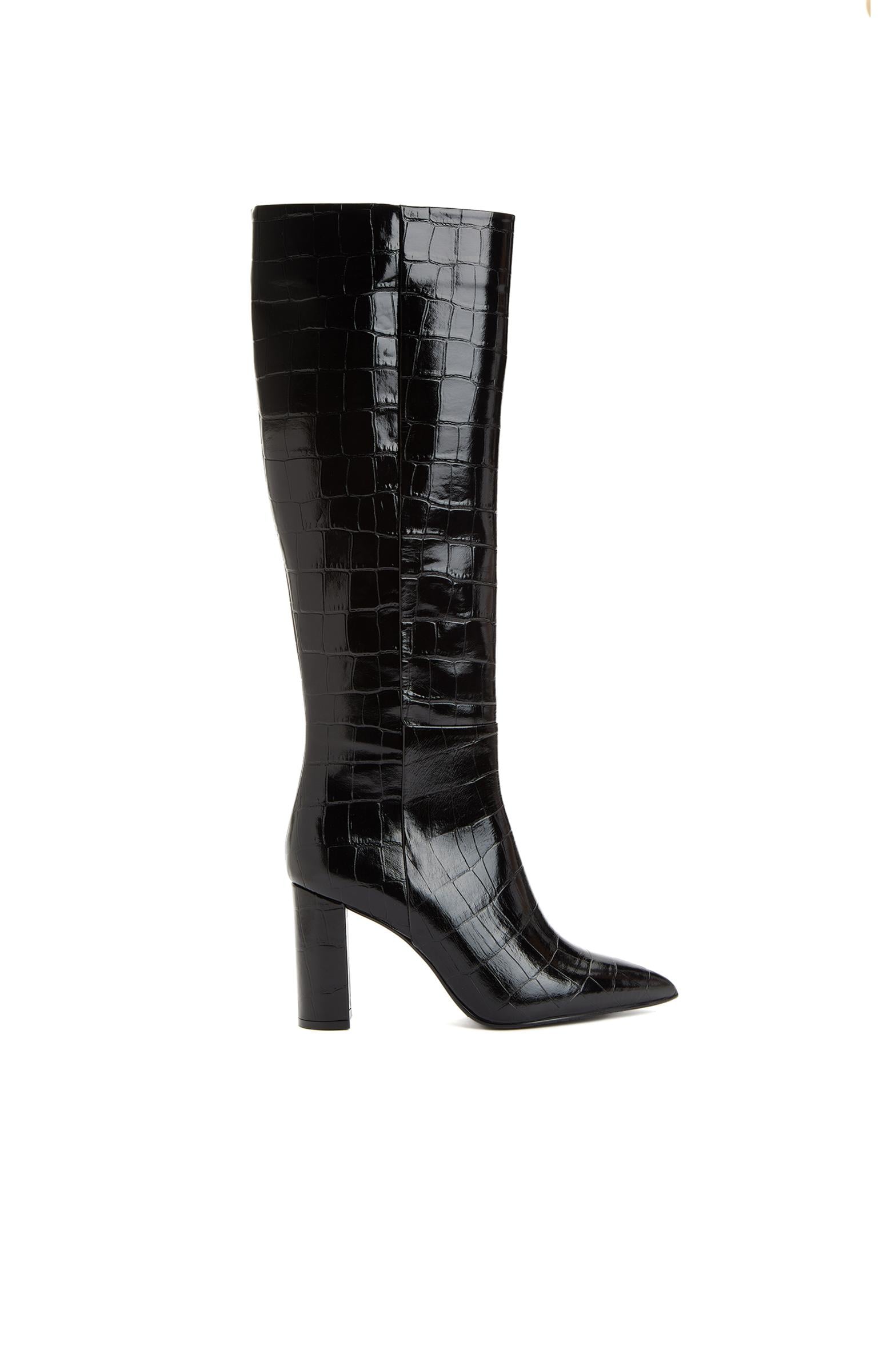 George Hogg Kadın Siyah Kroko Desenli Deri Çizme