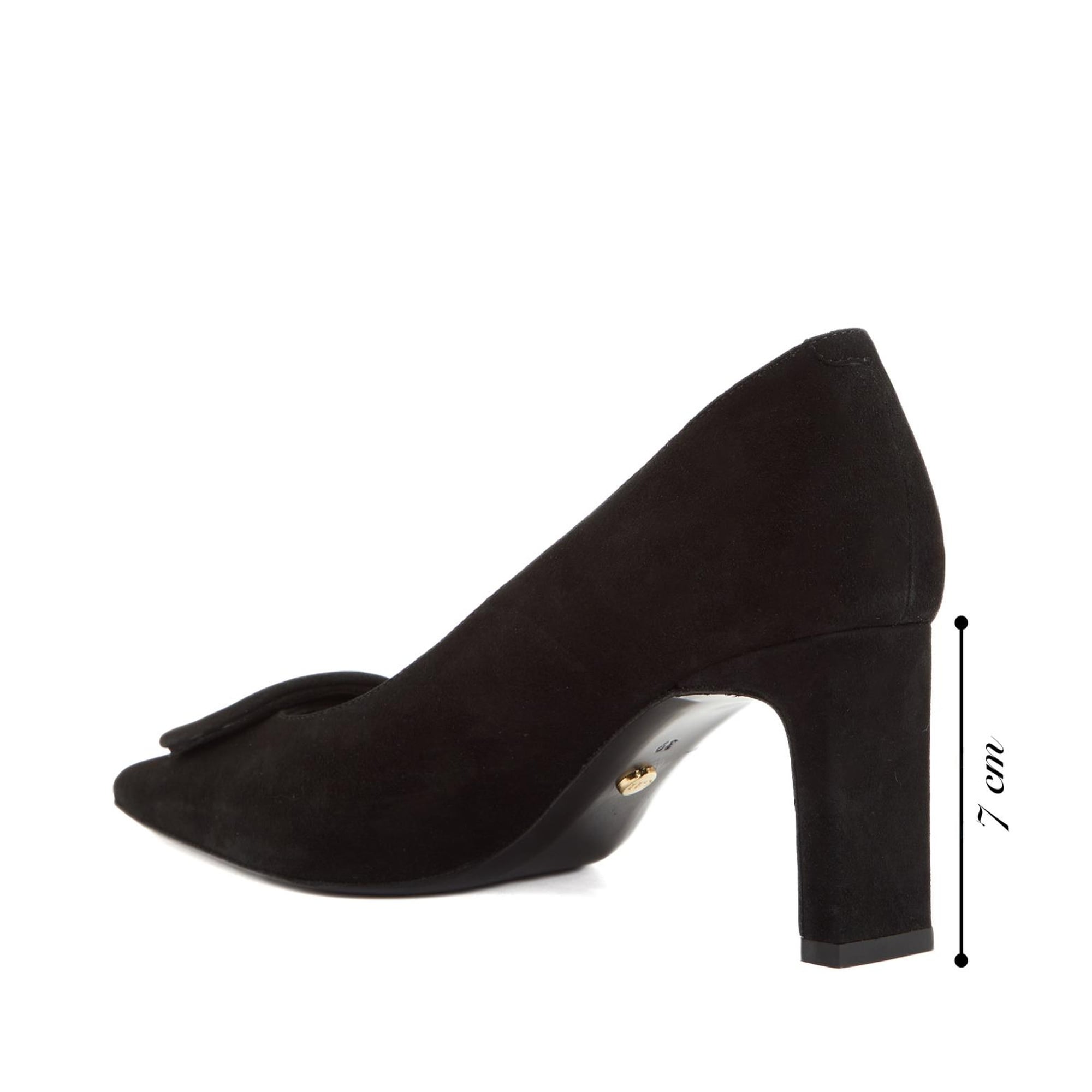 George Hogg Kadın Siyah Toka Detaylı Süet Topuklu Ayakkabı