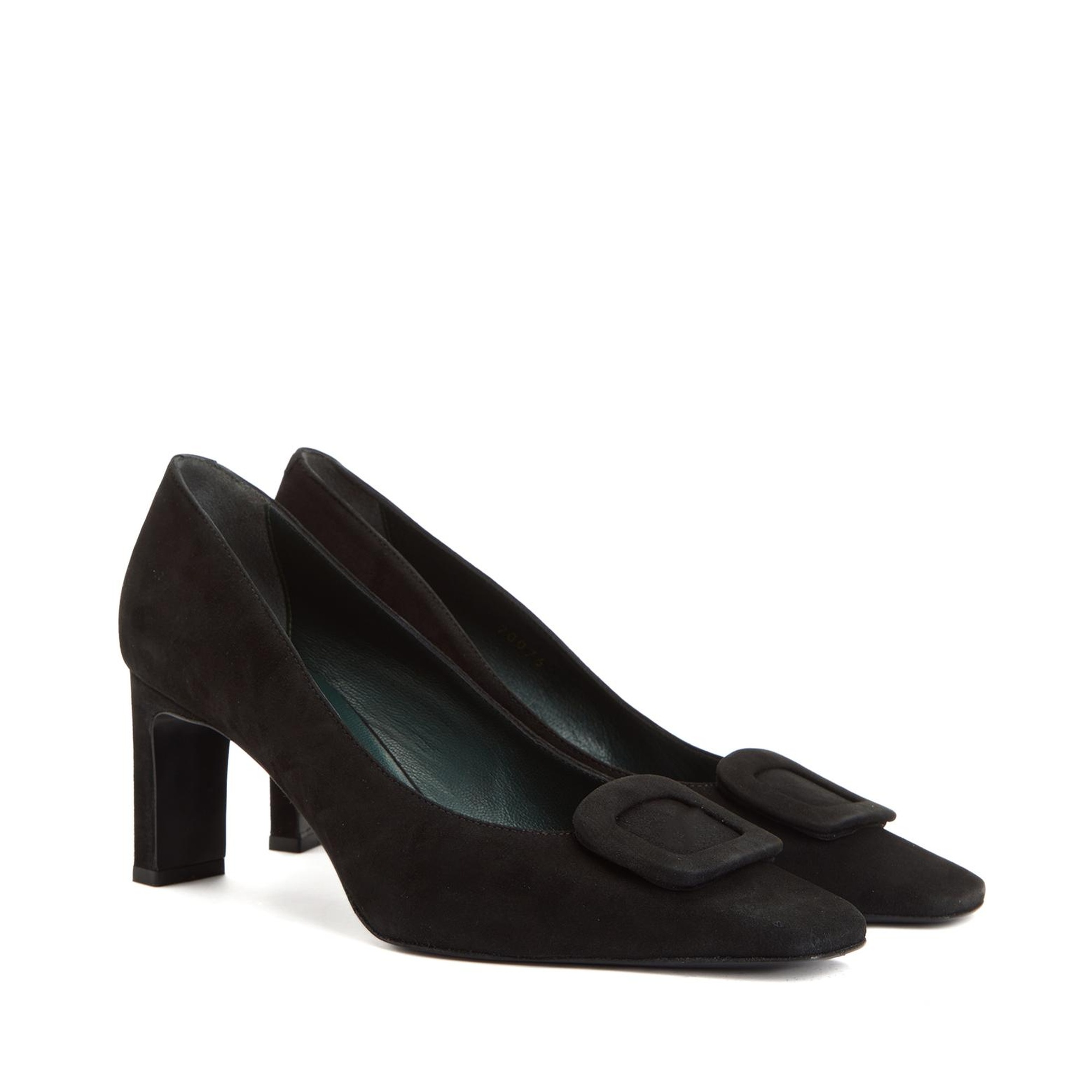 George Hogg Kadın Siyah Toka Detaylı Süet Topuklu Ayakkabı