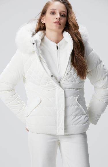  Network Kadın Kırık Beyaz Kapitoneli Mont