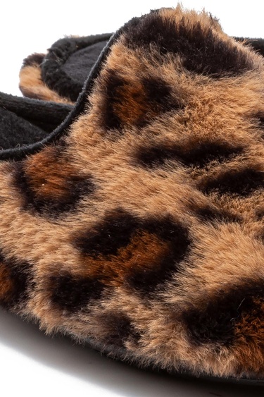  Leopar Kadın Peluş Ev Terliği Siyah 37/41