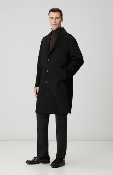  Network Erkek Limited Siyah Yün Palto