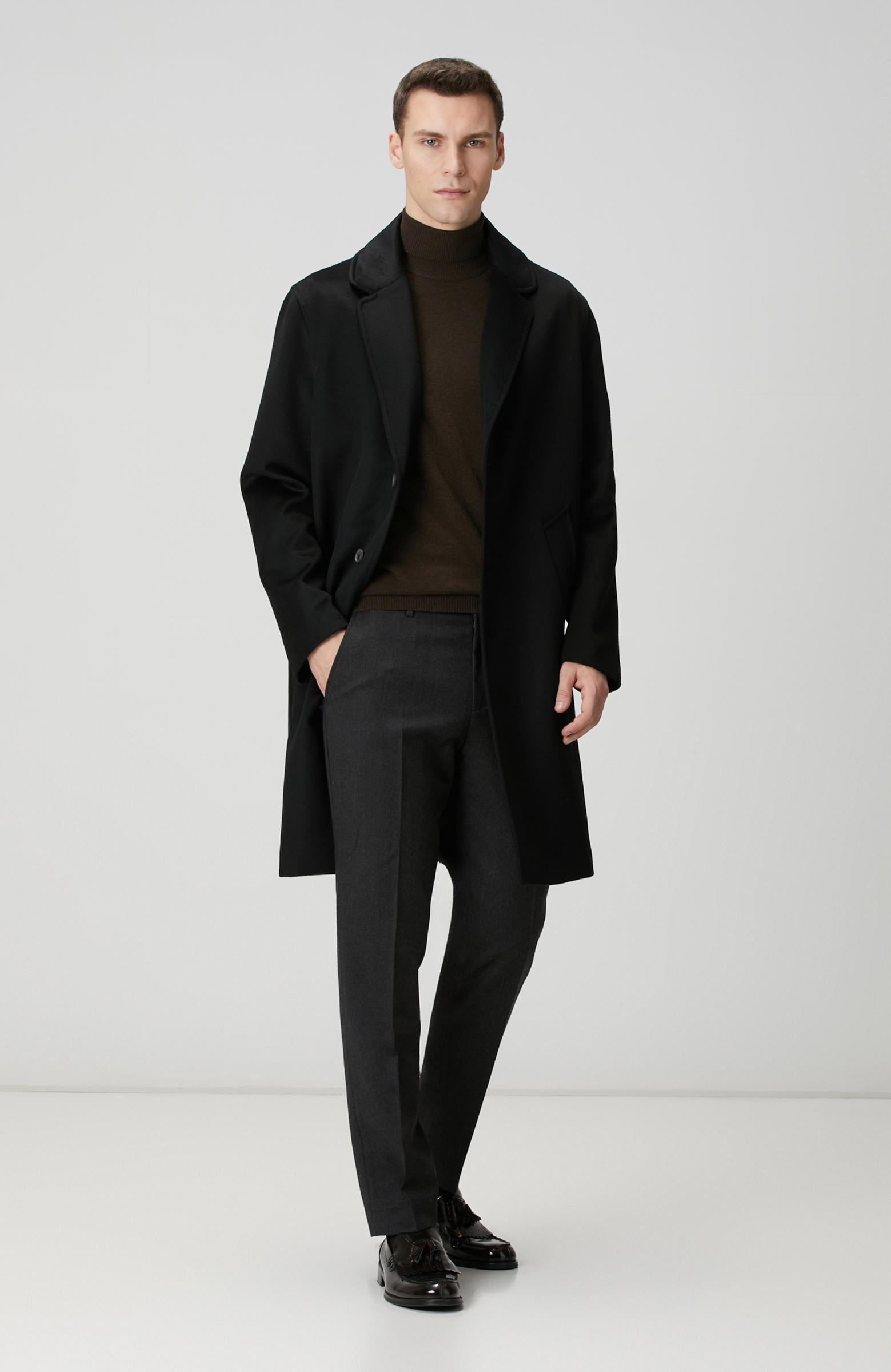  Network Erkek Limited Siyah Yün Palto