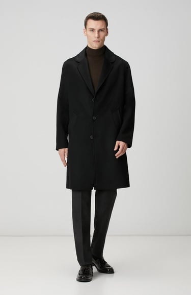  Network Erkek Limited Siyah Yün Palto
