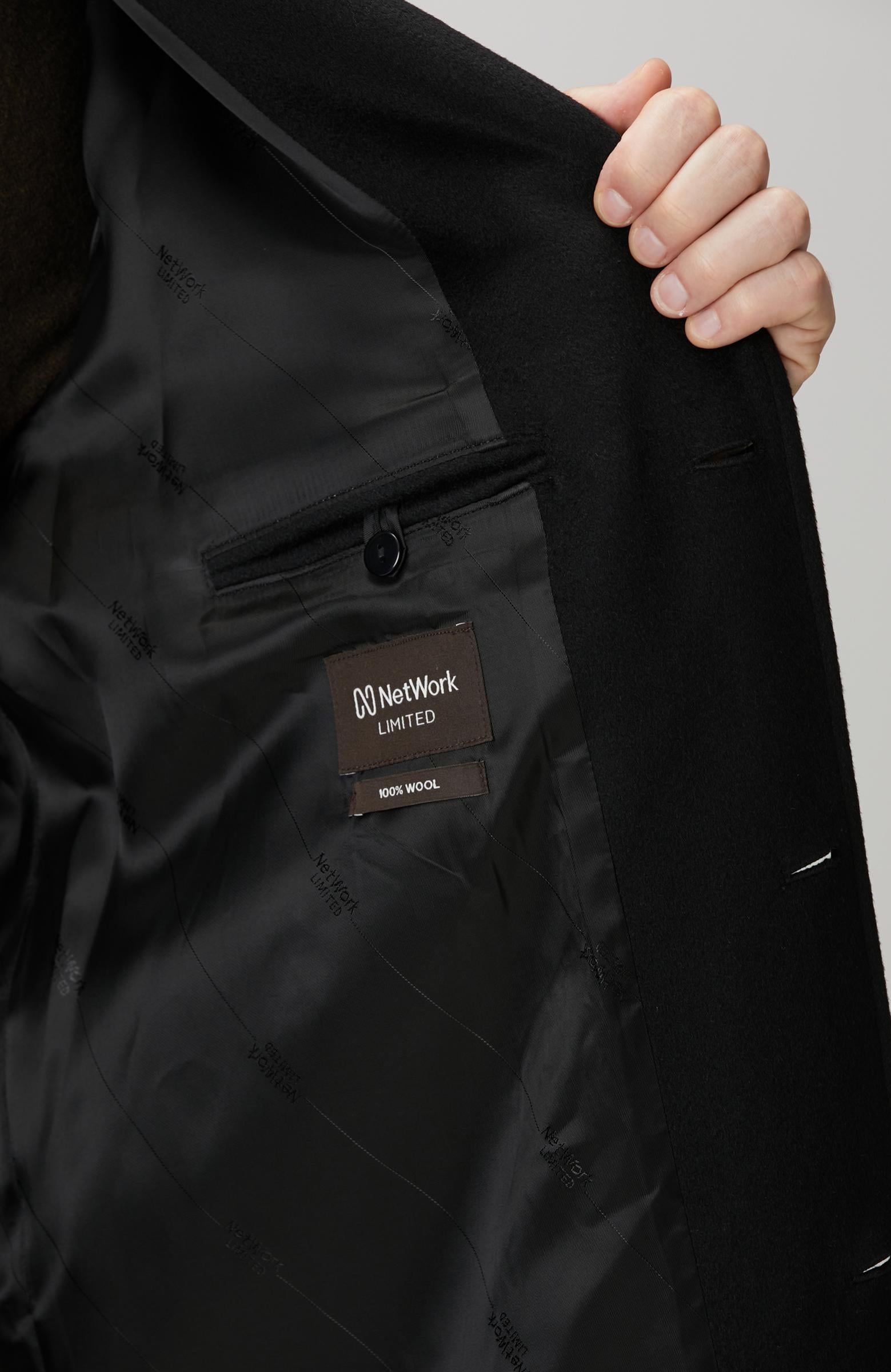 Network Erkek Limited Siyah Yün Palto