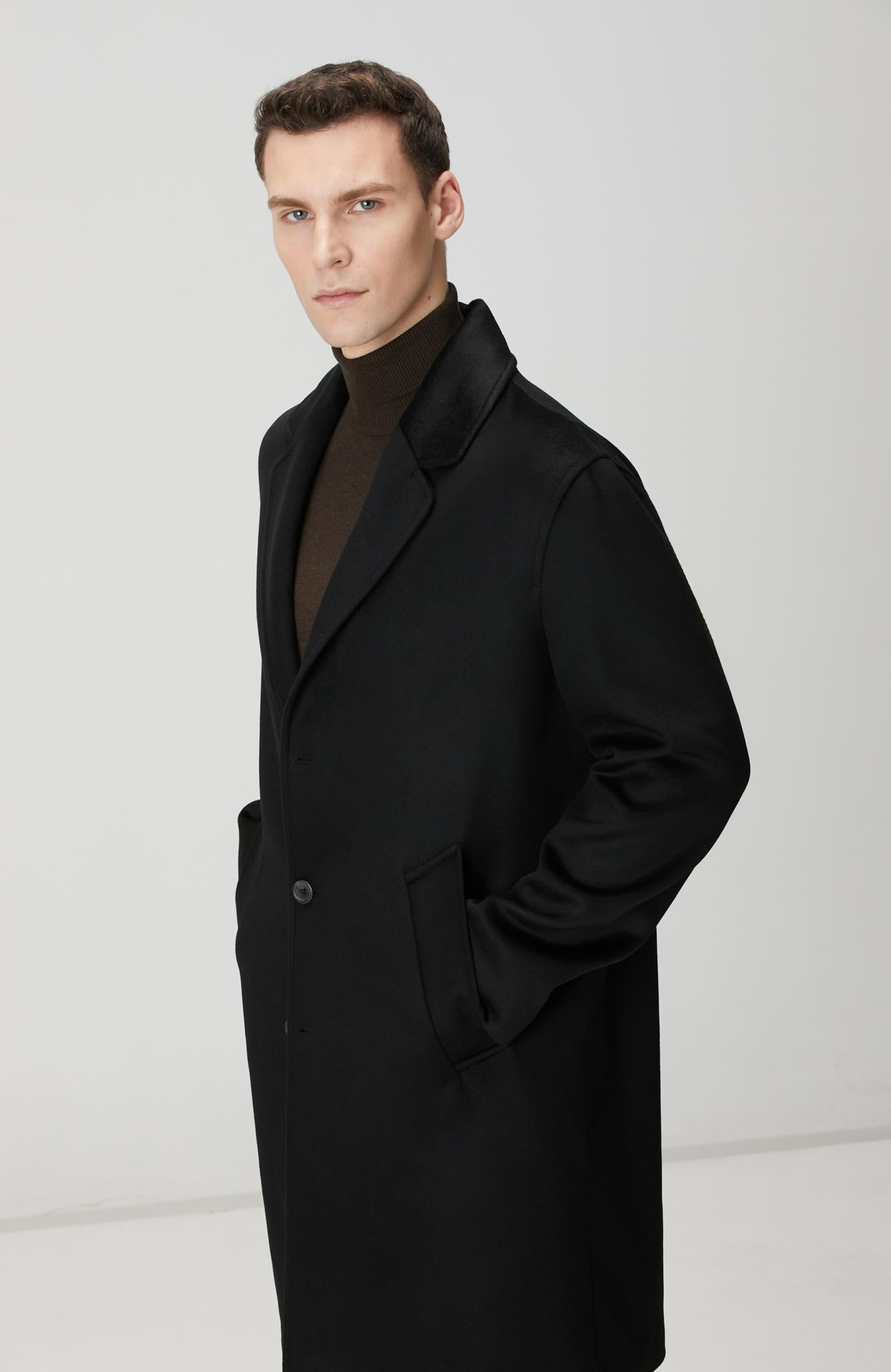 Network Erkek Limited Siyah Yün Palto