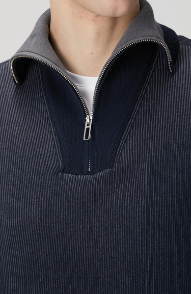  Network Erkek Lacivert Dik Yaka Çift Renk Kazak