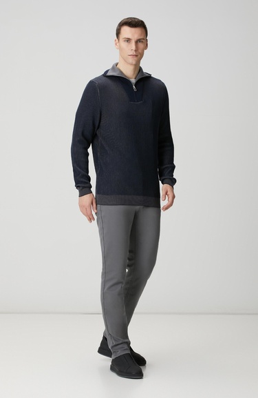  Network Erkek Lacivert Dik Yaka Çift Renk Kazak