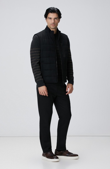  Network Erkek Antrasit Çizgi Desenli Yün Kaşmir Karışımlı Kazak