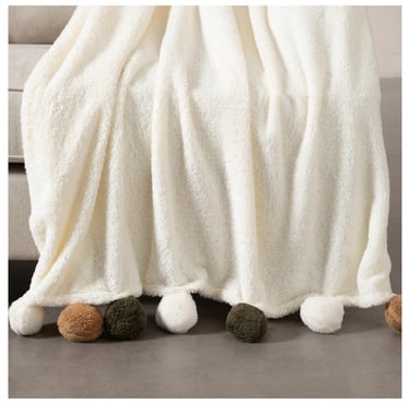  PONPONLU DİZ ÜSTÜ BATTANİYE MULTI 130X160