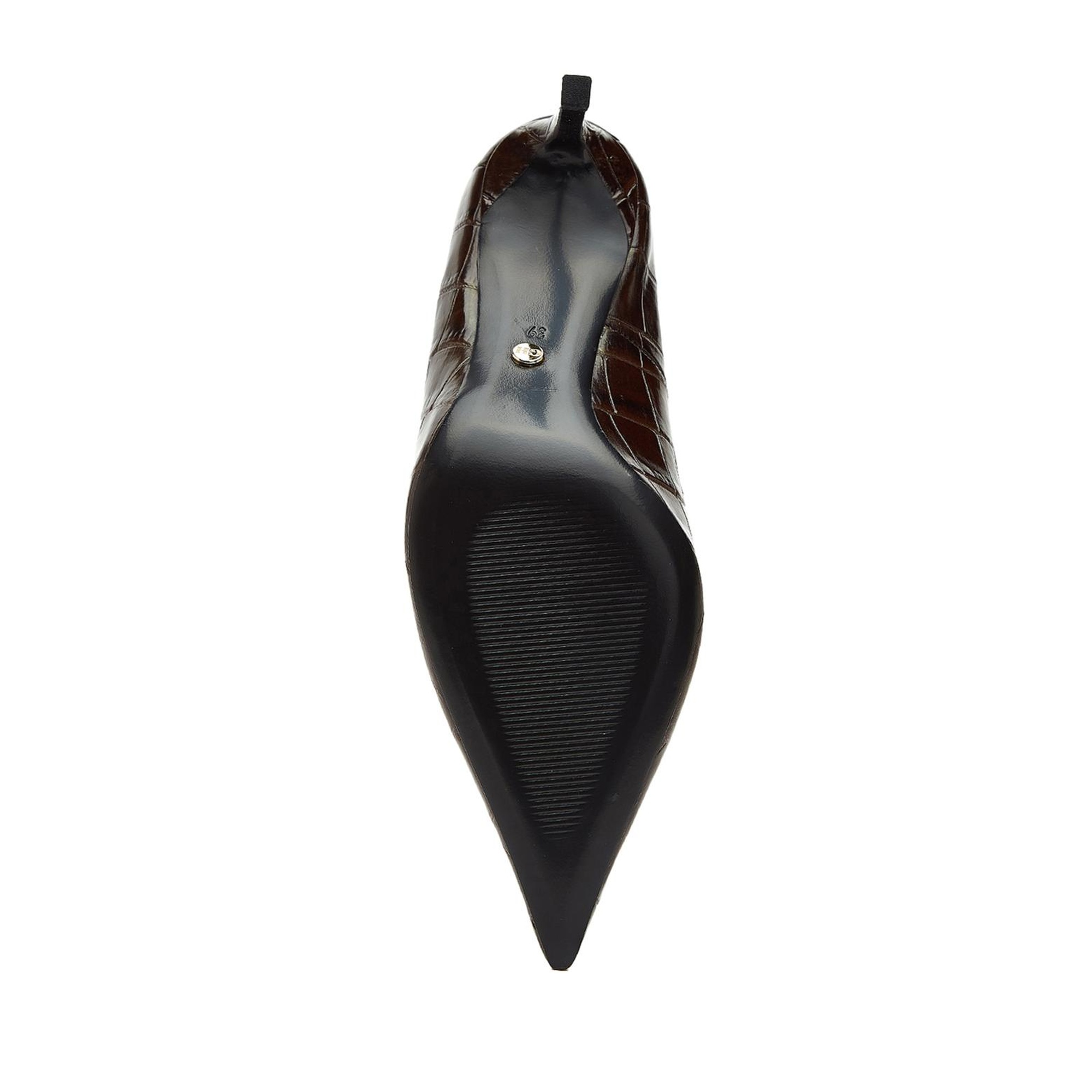 George Hogg Kadın Kahverengi Kroko Desenli Deri Topuklu Ayakkabı