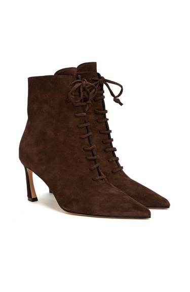  George Hogg Kadın Kahverengi Bağcıklı Topuklu Süet Deri Bot