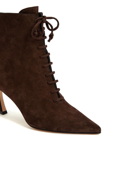  George Hogg Kadın Kahverengi Bağcıklı Topuklu Süet Deri Bot