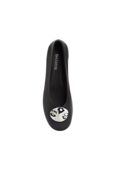  Divarese Kadın Siyah Toka Detaylı Deri Babet