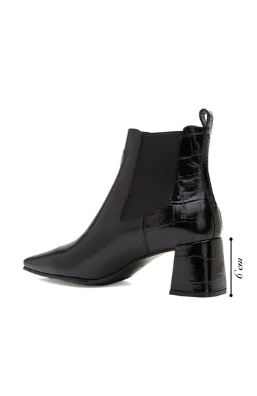  Divarese Kadın Siyah Western Kroko Desenli Deri Bot
