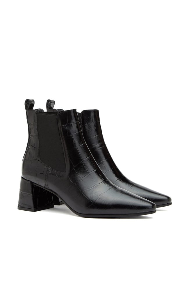  Divarese Kadın Siyah Western Kroko Desenli Deri Bot
