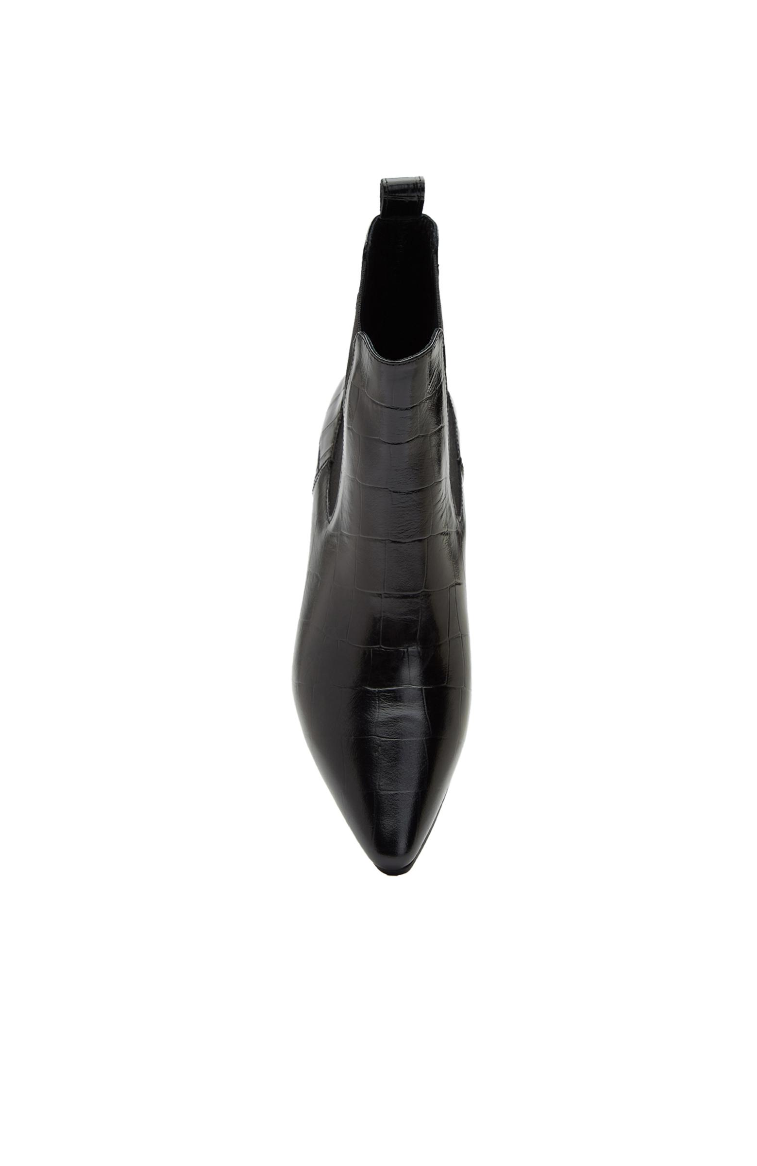 Divarese Kadın Siyah Western Kroko Desenli Deri Bot