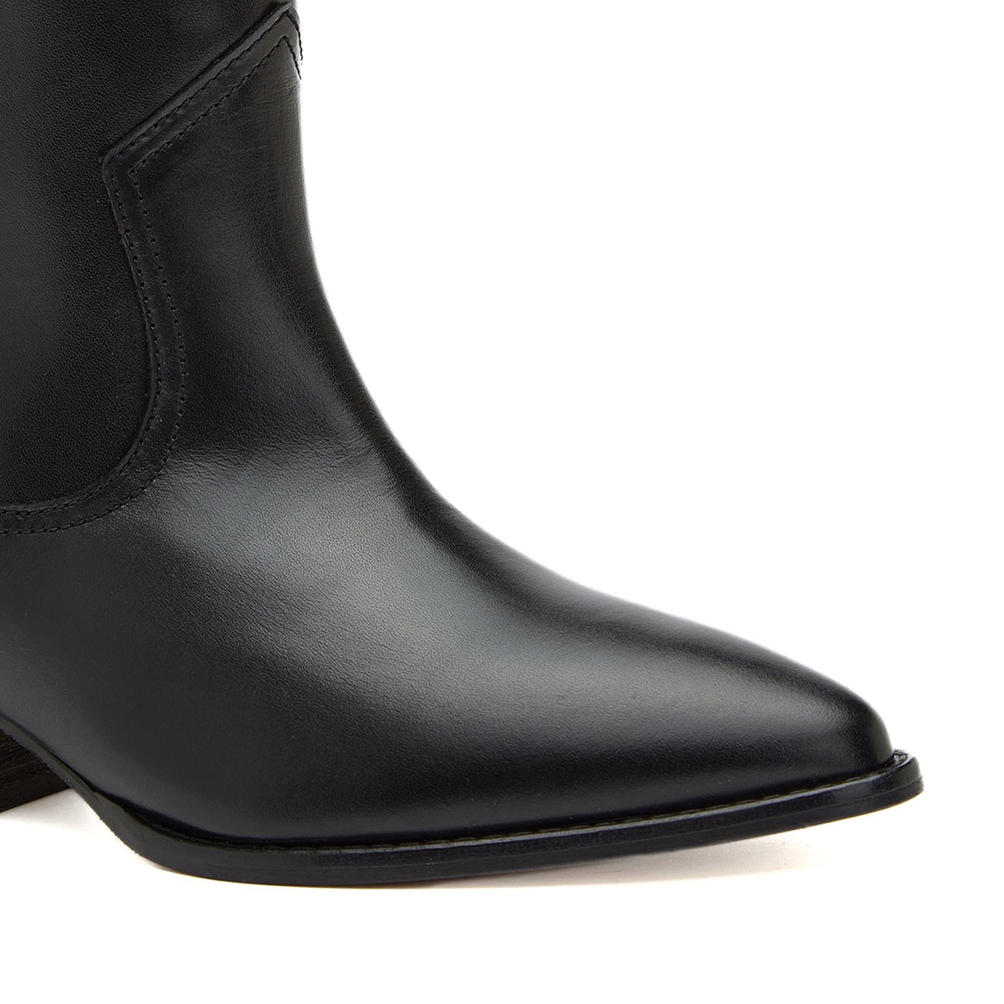 Divarese Kadın Siyah Western Deri Bot