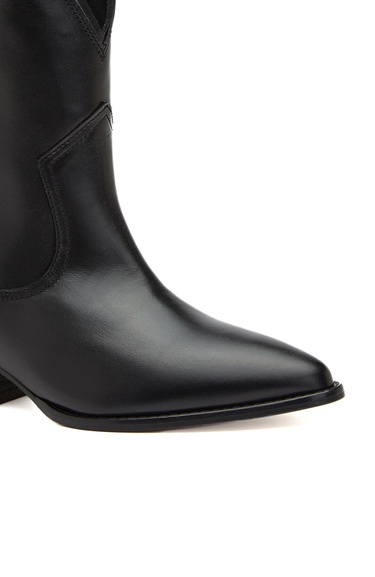  Divarese Kadın Siyah Western Deri Bot