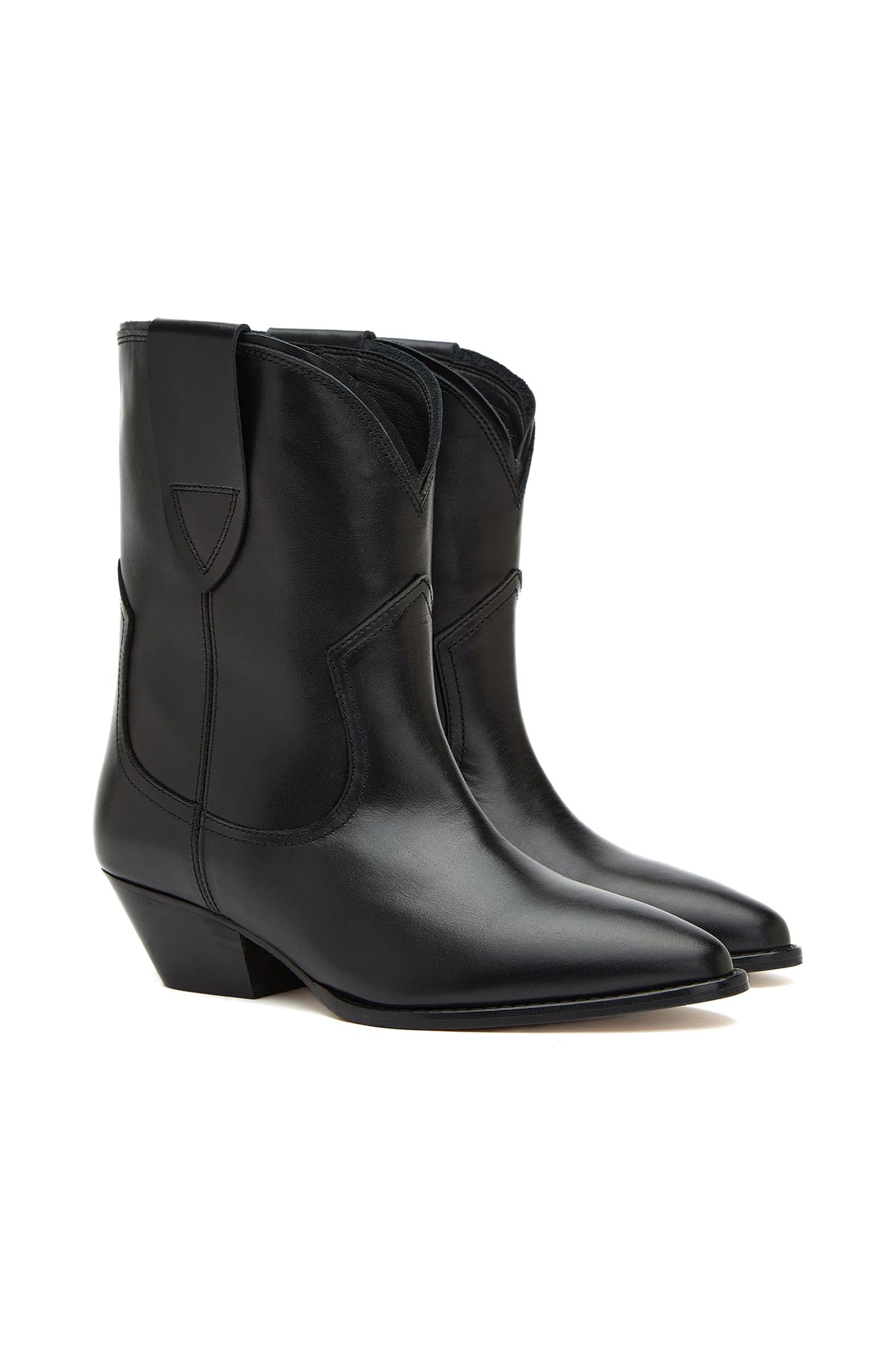  Divarese Kadın Siyah Western Deri Bot