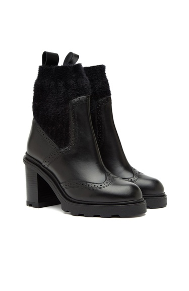  Divarese Kadın Siyah Triko Detaylı Deri Bot