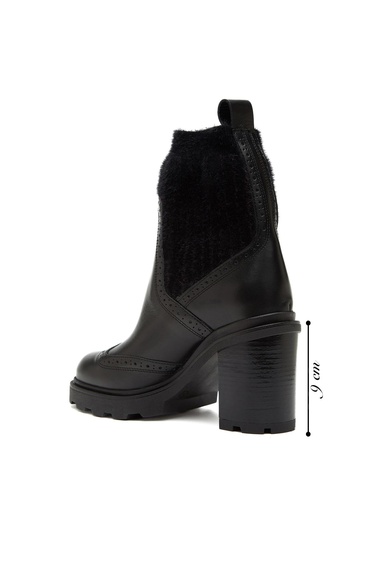  Divarese Kadın Siyah Triko Detaylı Deri Bot