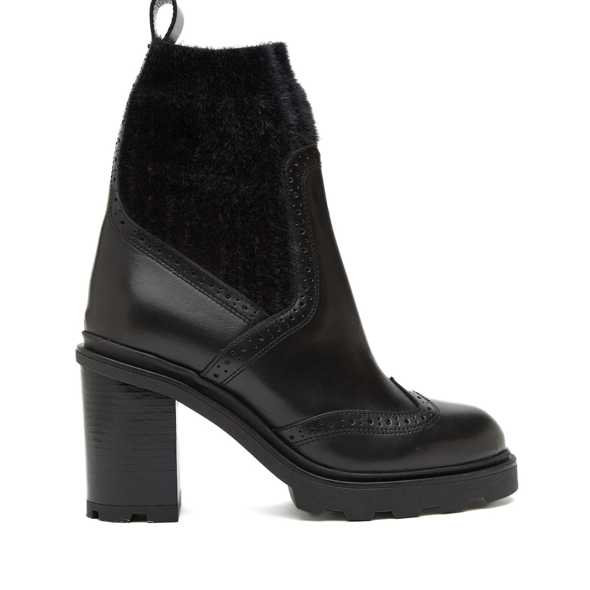 Divarese Kadın Siyah Triko Detaylı Deri Bot