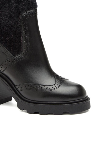  Divarese Kadın Siyah Triko Detaylı Deri Bot