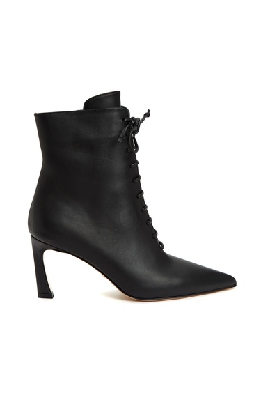  George Hogg Kadın Siyah Bağcıklı Topuklu Deri Bot