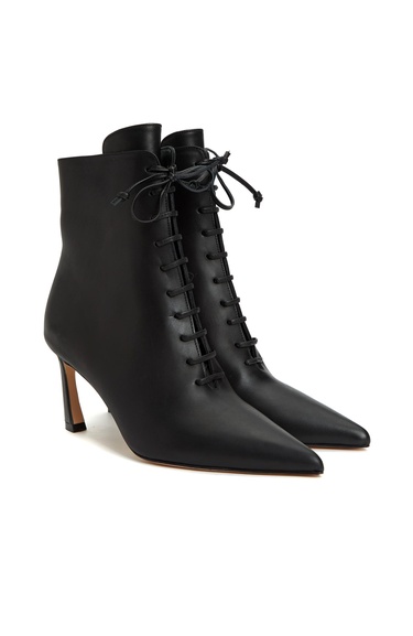  George Hogg Kadın Siyah Bağcıklı Topuklu Deri Bot
