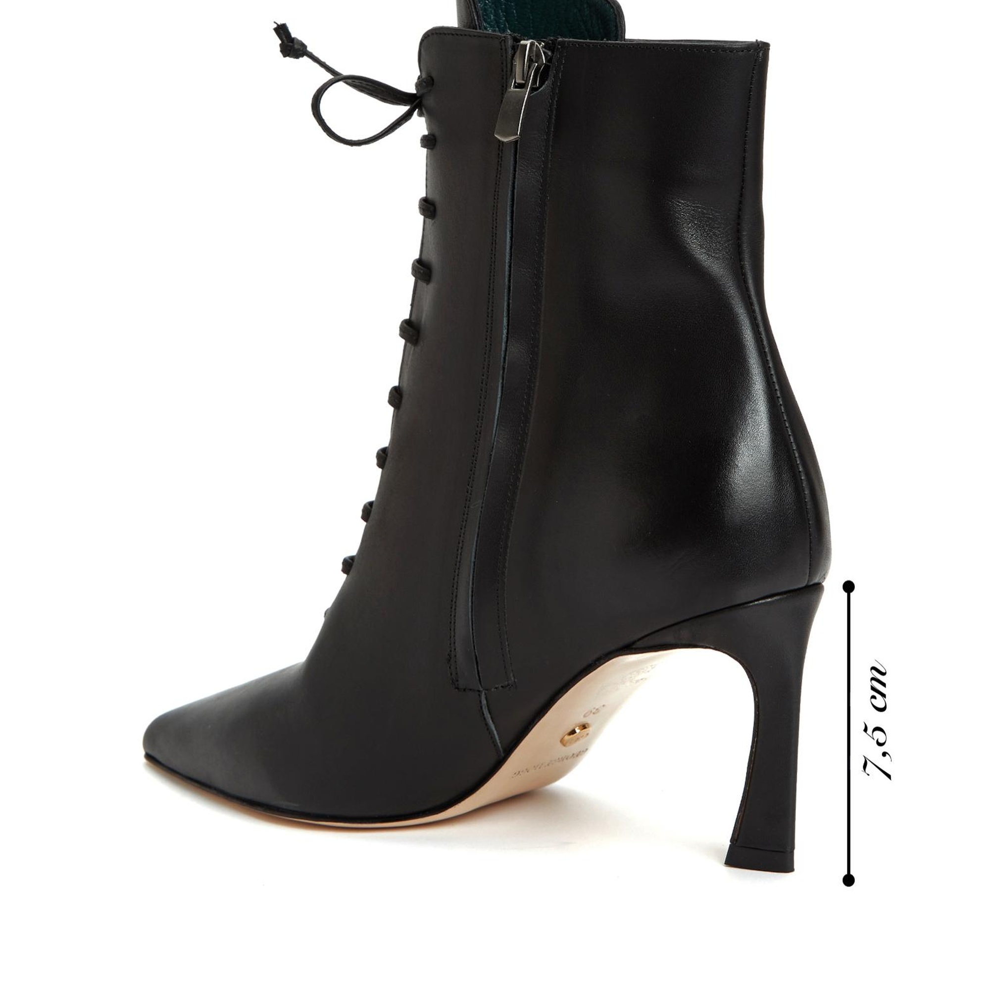 George Hogg Kadın Siyah Bağcıklı Topuklu Deri Bot