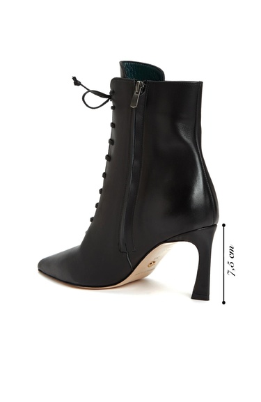  George Hogg Kadın Siyah Bağcıklı Topuklu Deri Bot