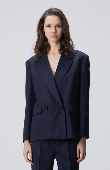  Network Kadın Lacivert Yün Karışımlı Ceket